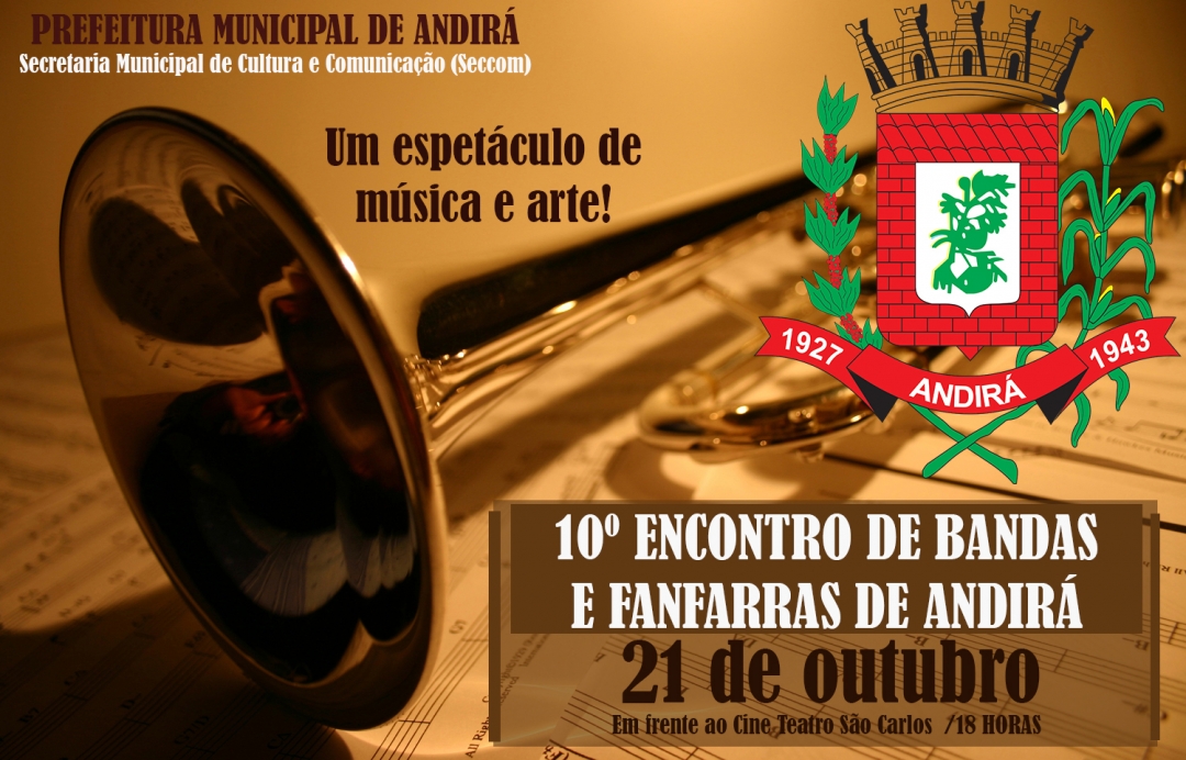 Prefeitura promove, em outubro, o 10º Encontro de Bandas e Fanfarras de Andirá