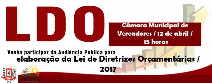 Prefeitura promove Audiência Pública, nesta terça, para debater LDO 2017