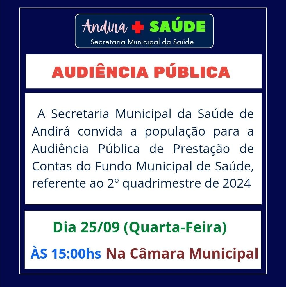 AUDIÊNCIA PÚBLICA SECRETARIA MUNICIPAL DA SAÚDE.