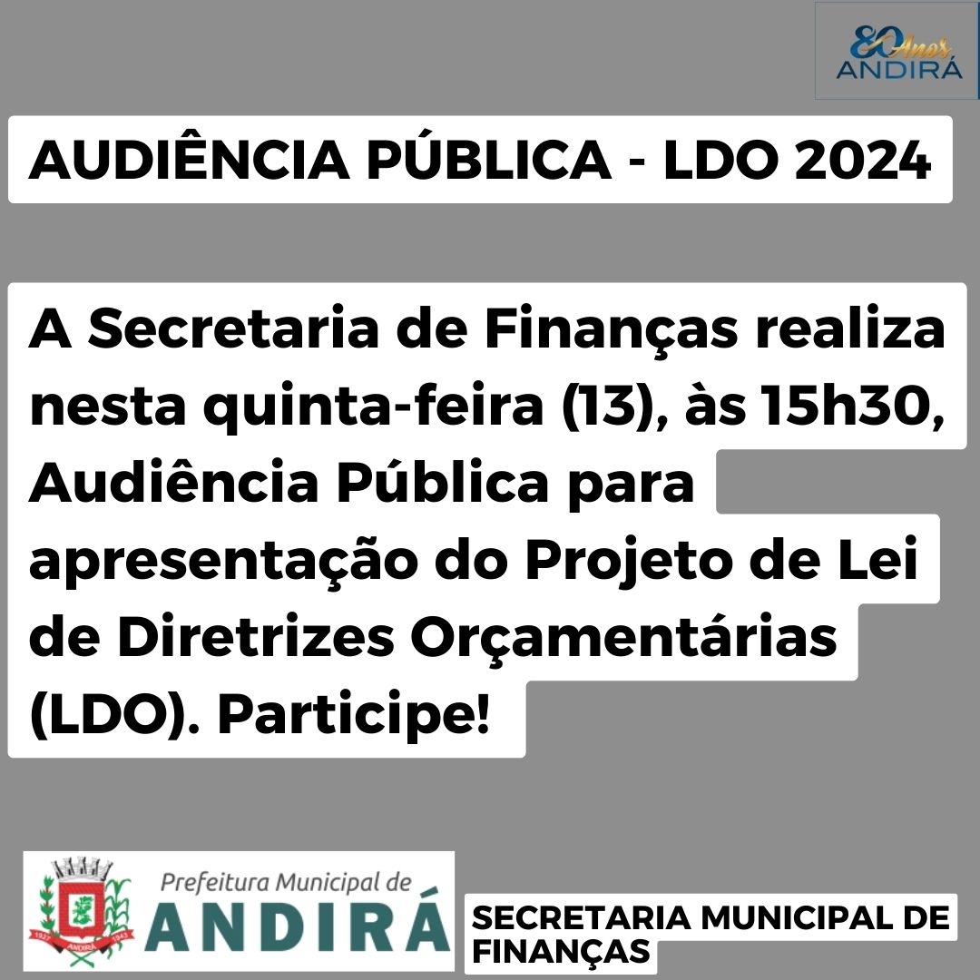 Prefeitura realiza Audiência Pública sobre a LDO 2024
